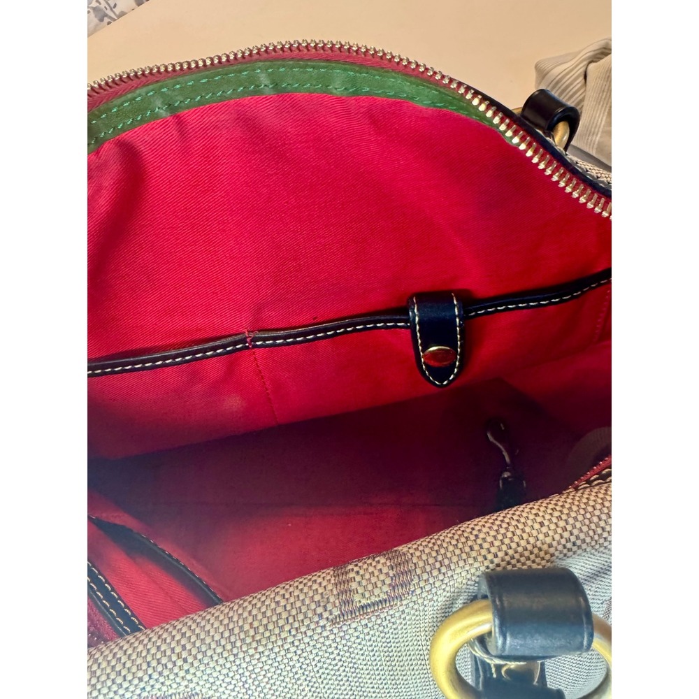 Vintage Dooney & Bourke DB Monogram Satchel Y2K Tassels Canvas Leather Bag - Picture 11 of 13
